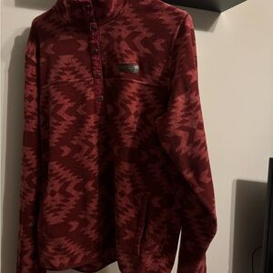 Red Aztec Patterned Pullover Sweater